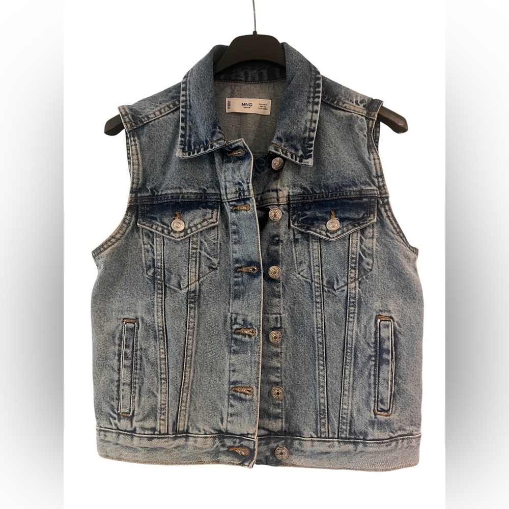 Mango Light Blue Denim Vest